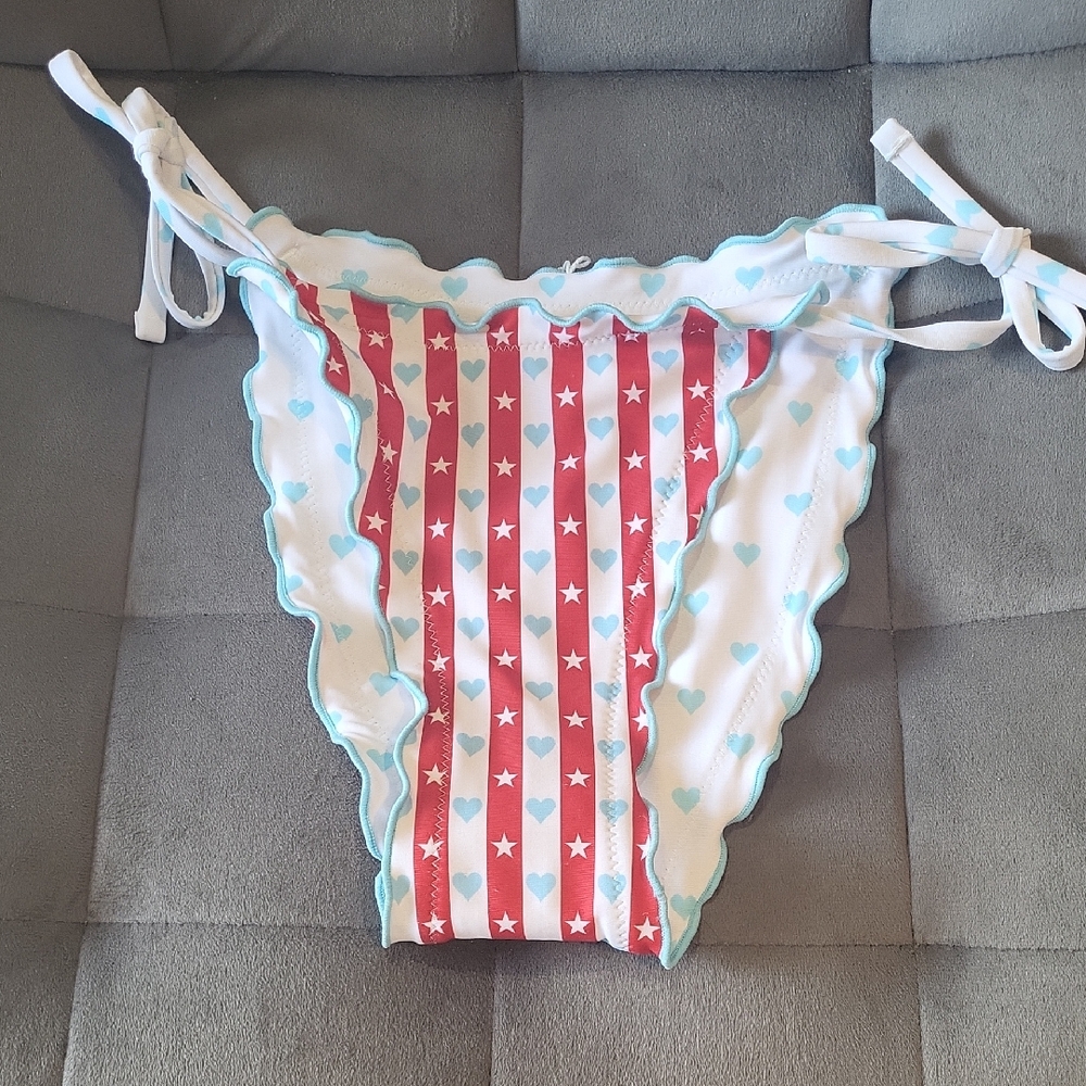 Women's Star and Stripe Patterned Swim Bottom. Reversable. NWT